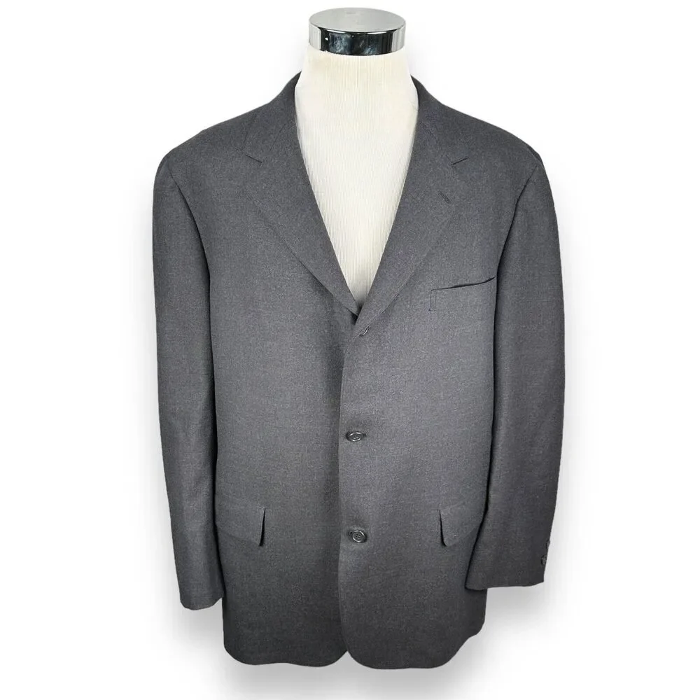 Vintage Brooks Brothers Golden Fleece Blazer Jacket‎ Mens 46L Gray USA 100% Wool